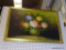 LARGE FLORAL STILL LIFE IN GOLD COLORED FRAME; THIS OIL ON CANVAS SHOWS A GOLD TONED VASE FILLED
