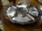 LAZY SUSAN SILVERPLATE VEGETABLE PLATTER; ROTATING VEGETABLE PLATTER WITH A BEAUTIFUL SCROLL DESIGN