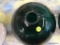GREEN LAMP GLOBE; GREEN SEMI-CIRCLE LAMP GLOBES. MEASURES 11 IN DIAMETER. MATCHES LOTS 225, 260, AND