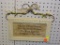 DECORATIVE SIGN WITH QUOTE; QUOTE READS, 