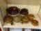 STONEWARE LOT; INCLUDES 2 MONMOUTH POTTERY LIDDED CANISTERS, 2 POTTERY BEAN POTS, AND 5 DOUBLE