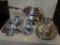 LOT OF ASSORTED SILVERPLATE; THIS 8 PIECE LOT INCLUDES A RECTANGULAR DOUBLE-HANDLED SERVING TRAY, A
