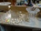 PARTIAL SHELF LOT OF ASSORTED GLASSWARE; THIS 3 PIECE LOT INCLUDES: A SERVING TRAY AND MATCHING DIP