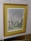 MAURICE UTRILLO PRINT; TITLED SACRE COEUR DE MONTMARTRE. HAS OLIVE TONED MATTING AND IS IN A GOLD