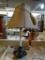 MOCK CHAMBERSTICK CANDLE HOLDER TABLE LAMP; THIS TABLE LAMP IS DESIGNED TO RESEMBLE A WHITE