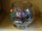 LOT OF COSTUME JEWELRY; FISHBOWL FILLED WITH ASSORTED COSTUME JEWELRY TO INCLUDE BRACELETS,