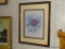 FRAMED BIRD PRINT; CLOSEUP DEPICTION OF A PAIR OF CARDINALS SITTING IN A TREE WITH WHITE FLOWERS.