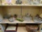 SHELF LOT; INCLUDES A SILVER PLATE RIMMED DIVIDED DISH, PRESSED GLASS PLATTERS, A 20TH CENTURY
