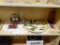 ASSORTED LOT; INCLUDES A MAGNOLIA FLOWER PATTERN SERVING PLATTER, A BOX OF 12 IN TAPER CANDLES,