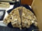 2 COAT LOT; INCLUDES A FUR COAT IN BROWN MADE IN KOREA, AND A NAVAL STYLE PEACOAT IN DARK BLUE WITH