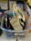 TUB LOT; INCLUDES A BLACK & DECKER GRILL/WAFFLE IRON, A PAPER TOWEL DISPENSER, A CURLING IRON, AND