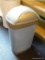 GRAY TRASH CAN; GRAY TRASH CAN WITH REVOLVING TOP LID. MEASURES 25 IN TALL