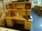 MAPLE COMPUTER DESK BY MILLER; HAS 3 SECTION HUTCH TOP, LARGE WRITING SURFACE OR COMPUTER HOLDING