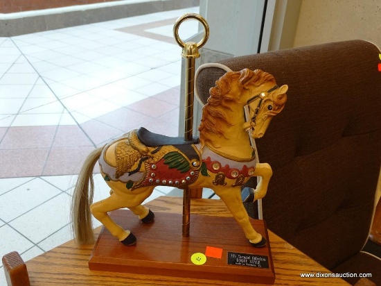 CAROUSEL HORSE FIGURINE; PJ'S CAROUSEL COLLECTION LOOFF STYLE WITH REAL HORSEHAIR TAIL. MADE IN