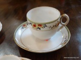 TEA CUP AND SAUCER LOT; INCLUDES 4 TOTAL CUPS AND 4 TOTAL SAUCERS. 1 SET IS MADE BY WELMAR GERMANY,