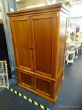 ENTERTAINMENT ARMOIRE; CHERRY ENTERTAINMENT ARMOIRE WITH INNER TV SHELF WITH STORAGE UNDERNEATH FOR