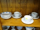 3 PIECE TEA SET; MADE BY BAUSCHER WEIDEN BAVARIA GERMANY. INCLUDES 3 CUPS AND SAUCERS. ALSO INCLUDES