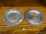 PAIR OF PEWTER COLLECTOR PLATES; 1 IS MADE BY BAYERN ZINN AND 1 IS MADE BY SCHWABEN ZINN.