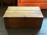 ANTIQUE TRUNK; MADE OF PINE WITH A LATCHABLE LOCKING MECHANISM. IS IN VERY GOOD CONDITION AND