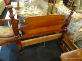 VINTAGE TWIN SIZE BED; SOLID MAHOGANY BED WITH WOODEN RAILS. IS IN EXCELLENT CONDITION! MEASURES 43