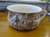 CHAMBER POT; IN THE CHARLOTTE PATTERN BY J. CUTTS. IS IN EXCELLENT CONDITION! MEASURES 10 IN X 5 IN
