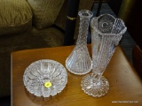 LOT OF ASSORTED CUT GLASSWARE; THIS 3 PIECE LOT INCLUDES A LOBSTER CUT ASHTRAY, A HOBSTER CUT
