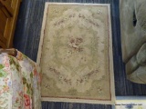 BEAULIEU BEIGE, GREEN, AND MAROON SMALL RUNNER RUG; LOW PILE SMALL RUNNER RUG FROM BEAULIEU WITH