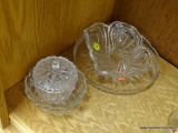 LOT OF ASSORTED GLASSWARE; THIS 4 PIECE LOT OF ASSORTED GLASSWARE INCLUDES A STARBURST CUT GLASS