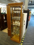 LIGHTED CURIO CABINET; BEAUTIFUL LIGHTED CURIO CABINET. OPENS FROM RIGHT SIDE TO PROVIDE ACCESS TO 5