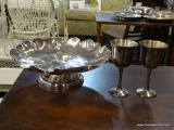 LOT OF SILVERPLATE; THIS 3 PIECE LOT OF SILVERPLATE INCLUDES A SCALLOPED CAKE PLATTER BY FB ROGERS