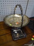LOT OF SILVERPLATE; THIS 2 PIECE LOT INCLUDES A STEMMED, OVAL BASKET WITH GRAPE VINE DESIGNS ON