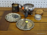 LOT OF ASSORTED SILVERPLATE AND COPPER; THIS 8 PIECE LOT INCLUDES A BRISTOL SILVER FOOTED GRAVY BOAT