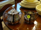 QUADRUPLE PLATE SUGAR AND CREAMER; JAMES W. TUFTS QUADRUPLE PLATE SUGAR AND CREAMER SET. MEASURES