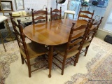 OVAL TOP DINING ROOM SET; SET INCLUDES AN OVAL TOP TABLE WITH 12 IN LEAF AND 6 LADDERBACK CHAIRS