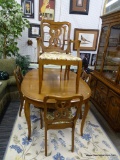 OVAL TOP DINING ROOM SET; SET INCLUDES AN OVAL TOP TABLE WITH 3 REMOVABLE 12 IN LEAVES, AND 5 DINING