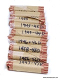 LOT OF ASSORTED ESTATE WHEAT PENNIES; THIS LOT CONTAINS 10 ROLLS OF WHEAT PENNIES. PRE ROLLED