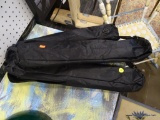 ART EASELS; 3 BLACK METAL ART EASEL WITH ADJUSTABLE LEGS AND CANVAS HOLDERS. ALL THREE ARE IN VERY