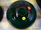 GREEN LAMP GLOBE; GREEN SEMI-CIRCLE LAMP GLOBES. MEASURES 11 IN DIAMETER. MATCHES LOTS 225, 260, AND