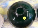 GREEN LAMP GLOBE; GREEN SEMI-CIRCLE LAMP GLOBES. MEASURES 11 IN DIAMETER. MATCHES LOTS 225, 260, AND