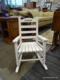 CHILD'S ROCKER; WHITE, LADDER BACK CHILD'S ROCKER WITH THE NAME 