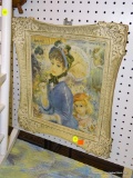 VTG FRAMED STREVENS PAINTING IMAGE; PRINT ON BOARD IMAGE SHOWS AN EDWARDIAN WOMAN AND A YOUNG GIRL