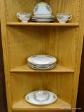 HAND PAINTED DIAMOND CHINA; THIS 15 PIECE CHINA SET INCLUDES: 5 LUNCH PLATES, 4 BREAD AND BUTTER