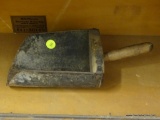 PRIMITIVE SEED SCOOP; WOOD AND METAL SEED/GRAIN SCOOP WITH WHAT APPEARS TO BE ORIGINAL CONSTRUCTION.