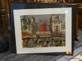 MAURICE LEGENDRE PRINT; PRINT DEPICTS A STREET SCENE OUTSIDE OF LE MOULIN ROUGE CABARET IN PARIS,