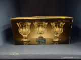 ROYAL LIMITED VOTIVES; SET OF 3 MINI FOOTED VOTIVES THAT RESEMBLE A TULIP. COMPLETE WITH ORIGINAL