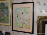 JOYCE KASPRZYK PRINT; FRAMED SERIGRAPH PRINT OF 2 FLAMINGOS BY JOYCE KASPRZYK. IS SIGNED BY THE