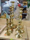 LOT OF ASSORTED BRASS CANDLESTICKS; 6 PIECE LOT OF ASSORTED BRASS CANDLESTICKS TO INCLUDE: 2 ROUND