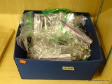 LOT OF ASSORTED COSTUME JEWELRY, FABRIC BOX FILLED WITH COSTUME JEWELRY SUCH AS BANGLE BRACELETS,