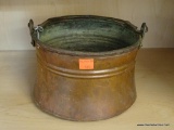 HANDLED COPPER POT; COPPER POT WITH COLLAPSIBLE HANDLE. WOULD MAKE FOR A GREAT PLANTER, AS THE