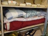 LOT OF ASSORTED BEDDING; THIS 5 PIECE LOT INCLUDES: 2 DECORATIVE PILLOWS, A SHEET SET, A QUILT, AND